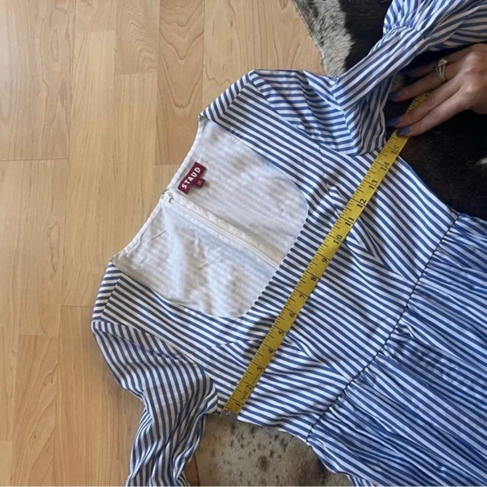 STAUD Blue White Striped Plumeria Long Dress Cottage Cotton‎ Size 00 - Picture 7 of 13